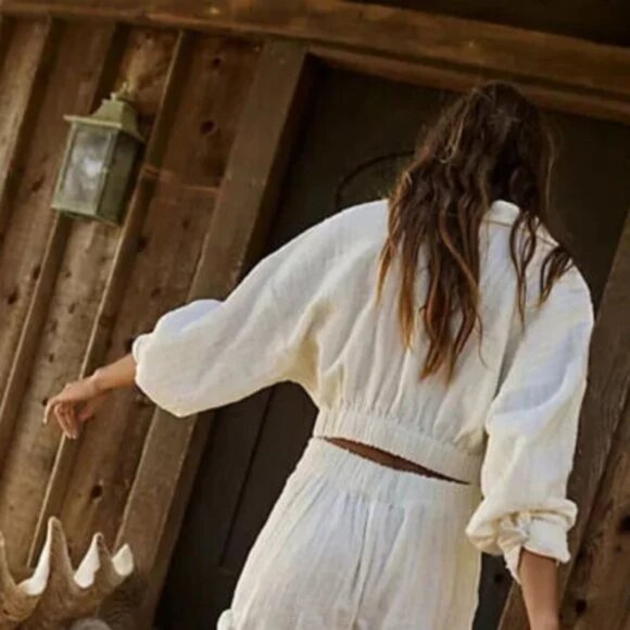 Free People Stay Cool Quilted Top Shorts Set Frenchnilla White Size Medium - Picture 5 of 12